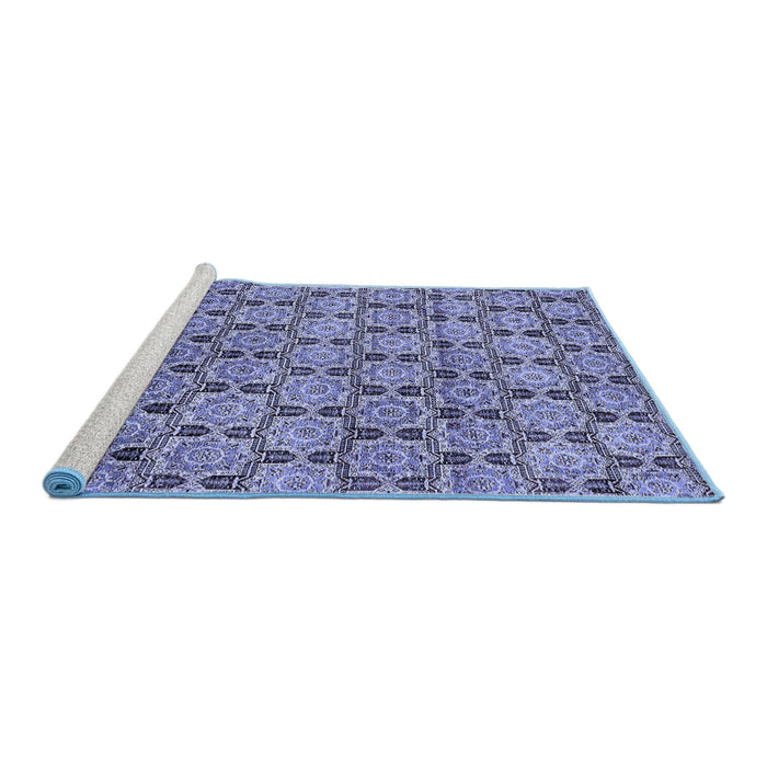 Sideview of Machine Washable Abstract Blue Modern Rug, wshabs465blu