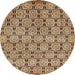 Round Machine Washable Abstract Red Brown Rug, wshabs465