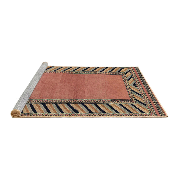 Sideview of Machine Washable Abstract Brown Red Rug, wshabs4660