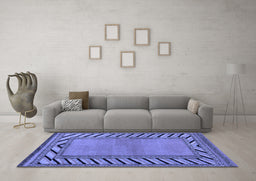Machine Washable Southwestern Blue Country Rug in a Living Room, wshabs4660blu