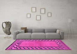 Machine Washable Southwestern Pink Country Rug in a Living Room, wshabs4660pnk
