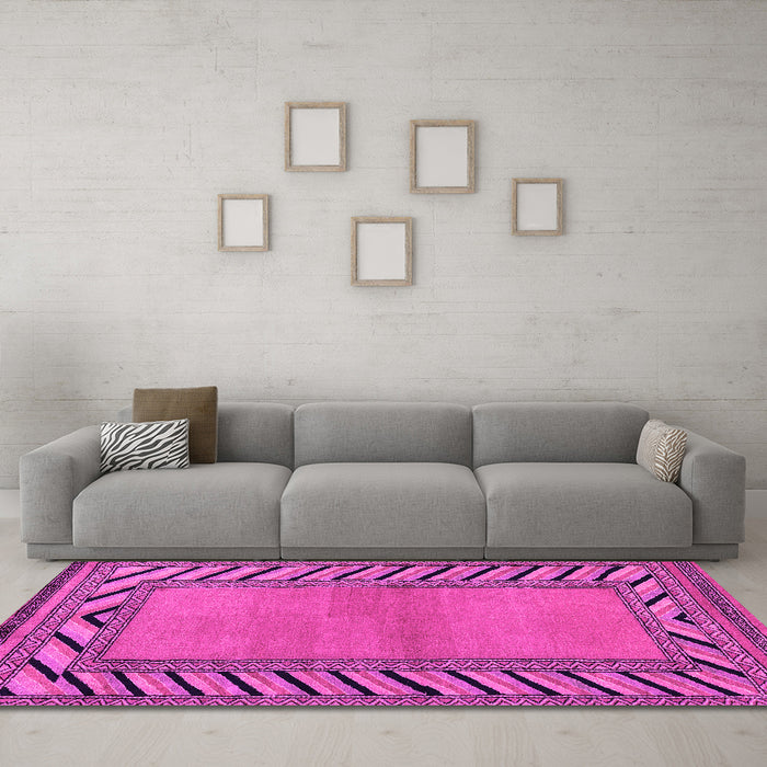 Machine Washable Southwestern Pink Country Rug in a Living Room, wshabs4660pnk