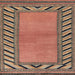 Square Abstract Brown Red Southwestern Rug, abs4660