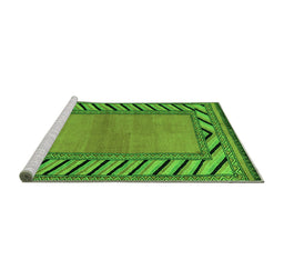 Sideview of Machine Washable Southwestern Green Country Area Rugs, wshabs4660grn
