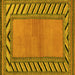 Square Machine Washable Southwestern Yellow Country Rug, wshabs4660yw