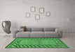 Machine Washable Southwestern Emerald Green Country Area Rugs in a Living Room,, wshabs4660emgrn