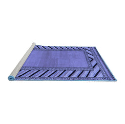 Sideview of Machine Washable Southwestern Blue Country Rug, wshabs4660blu