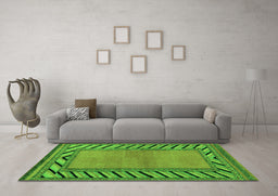 Machine Washable Southwestern Green Country Area Rugs in a Living Room,, wshabs4660grn