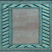 Square Machine Washable Southwestern Light Blue Country Rug, wshabs4660lblu