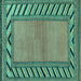 Square Machine Washable Southwestern Turquoise Country Area Rugs, wshabs4660turq