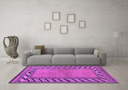 Machine Washable Southwestern Purple Country Area Rugs in a Living Room, wshabs4660pur
