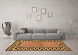 Machine Washable Southwestern Brown Country Rug in a Living Room,, wshabs4660brn