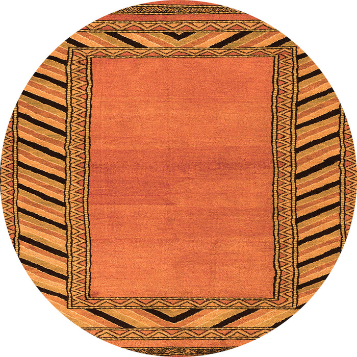 Round Machine Washable Southwestern Orange Country Area Rugs, wshabs4660org