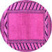 Round Machine Washable Southwestern Pink Country Rug, wshabs4660pnk