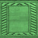 Square Machine Washable Southwestern Emerald Green Country Area Rugs, wshabs4660emgrn