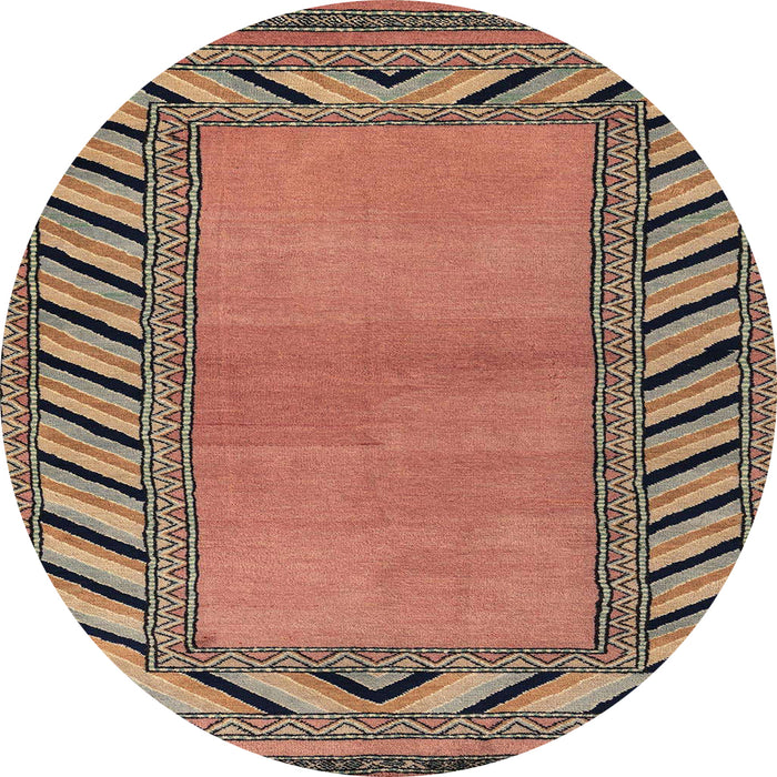 Round Abstract Brown Red Southwestern Rug, abs4660