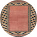 Round Abstract Brown Red Southwestern Rug, abs4660