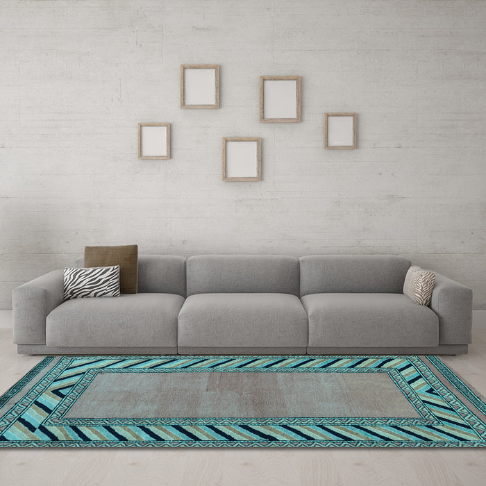 Machine Washable Southwestern Light Blue Country Rug in a Living Room, wshabs4660lblu