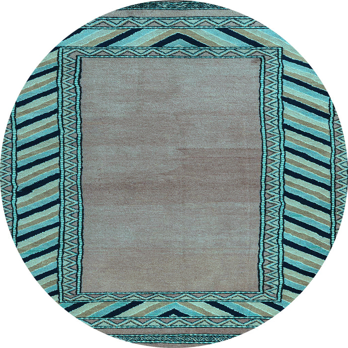 Round Southwestern Light Blue Country Rug, abs4660lblu