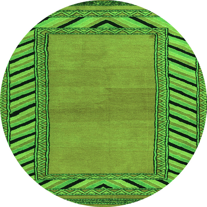 Round Machine Washable Southwestern Green Country Area Rugs, wshabs4660grn