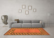 Machine Washable Southwestern Orange Country Area Rugs in a Living Room, wshabs4660org