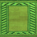 Square Machine Washable Southwestern Green Country Area Rugs, wshabs4660grn