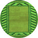 Round Southwestern Green Country Rug, abs4660grn