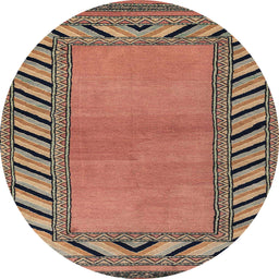 Round Machine Washable Abstract Brown Red Rug, wshabs4660