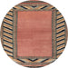 Round Machine Washable Abstract Brown Red Rug, wshabs4660