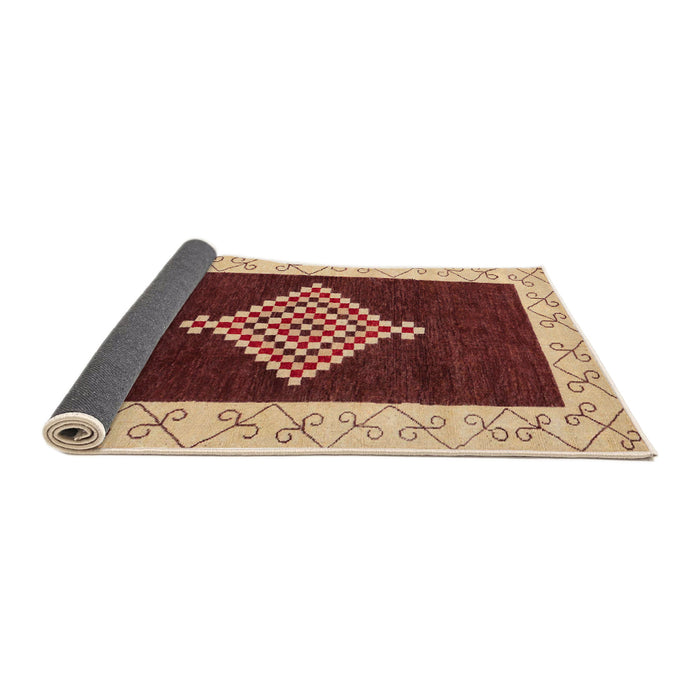 Sideview of Abstract Saffron Red Modern Rug, abs4661
