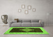 Machine Washable Abstract Green Modern Area Rugs in a Living Room,, wshabs4661grn