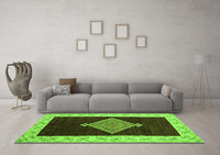 Machine Washable Abstract Green Modern Rug, wshabs4661grn