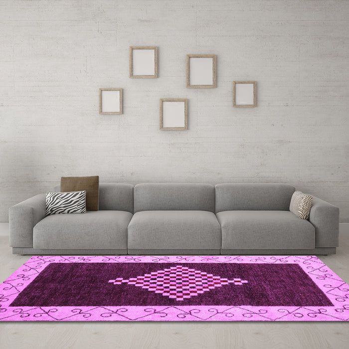 Machine Washable Abstract Purple Modern Area Rugs in a Living Room, wshabs4661pur