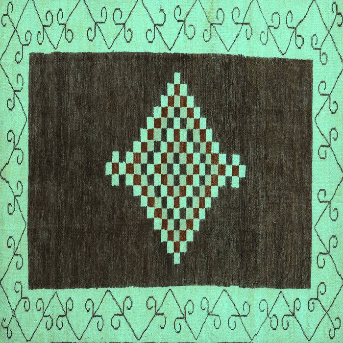 Square Abstract Turquoise Modern Rug, abs4661turq