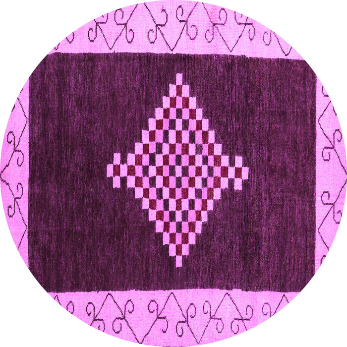 Round Machine Washable Abstract Purple Modern Area Rugs, wshabs4661pur