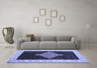 Machine Washable Abstract Blue Modern Rug, wshabs4661blu