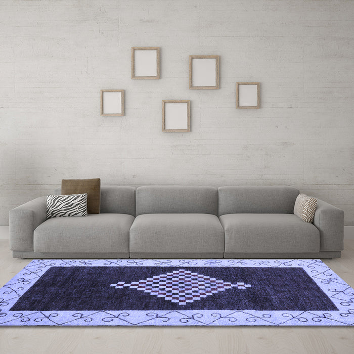 Machine Washable Abstract Blue Modern Rug in a Living Room, wshabs4661blu