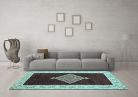 Machine Washable Abstract Light Blue Modern Rug, wshabs4661lblu