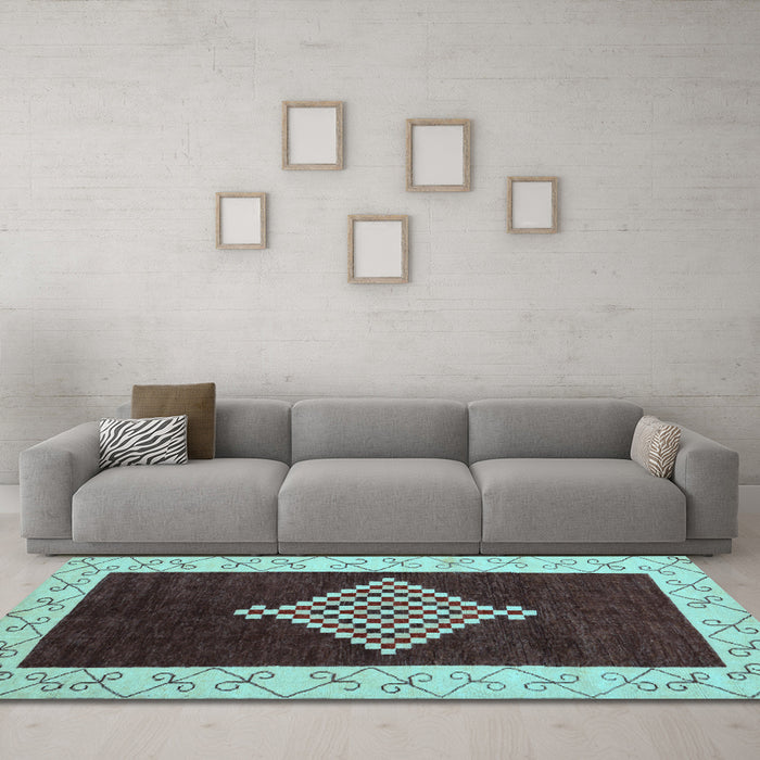 Machine Washable Abstract Light Blue Modern Rug in a Living Room, wshabs4661lblu