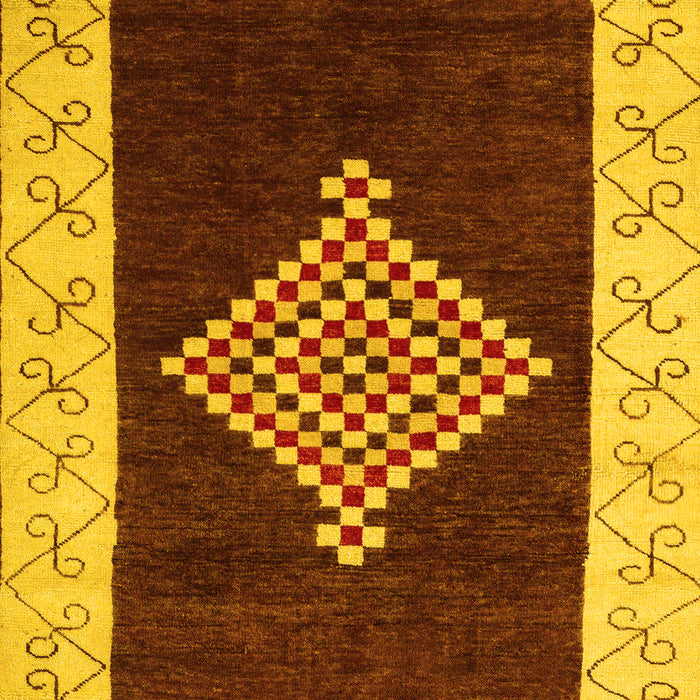 Machine Washable Abstract Yellow Modern Rug, wshabs4661yw