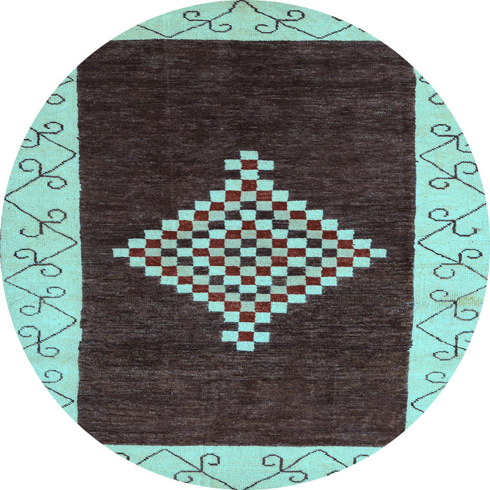 Round Abstract Light Blue Modern Rug, abs4661lblu