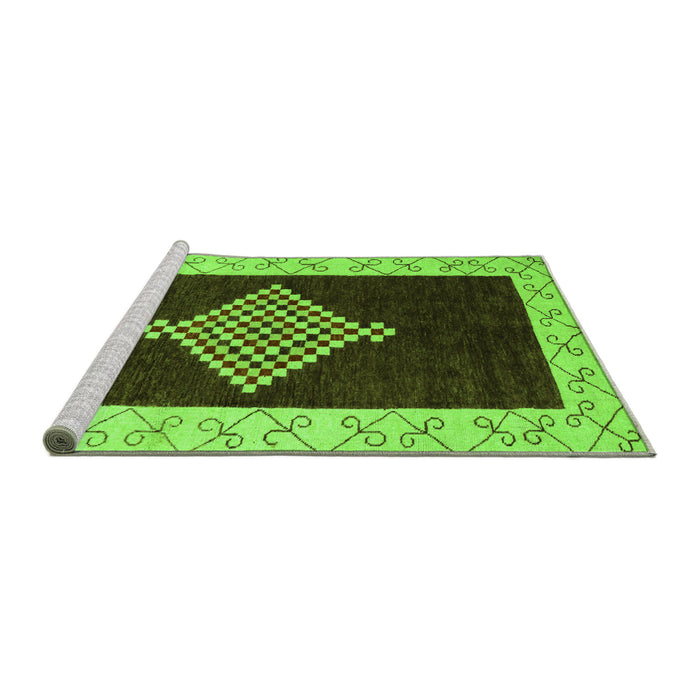 Sideview of Machine Washable Abstract Green Modern Area Rugs, wshabs4661grn