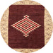 Round Abstract Saffron Red Modern Rug, abs4661