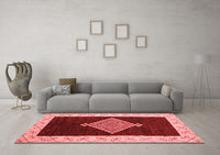 Machine Washable Abstract Red Modern Rug, wshabs4661red