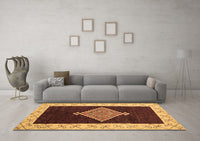 Machine Washable Abstract Brown Modern Rug, wshabs4661brn