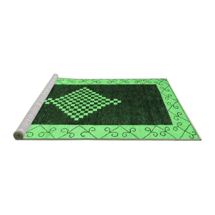 Sideview of Machine Washable Abstract Emerald Green Modern Area Rugs, wshabs4661emgrn