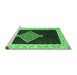 Sideview of Machine Washable Abstract Emerald Green Modern Area Rugs, wshabs4661emgrn