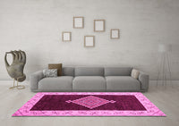 Machine Washable Abstract Pink Modern Rug, wshabs4661pnk