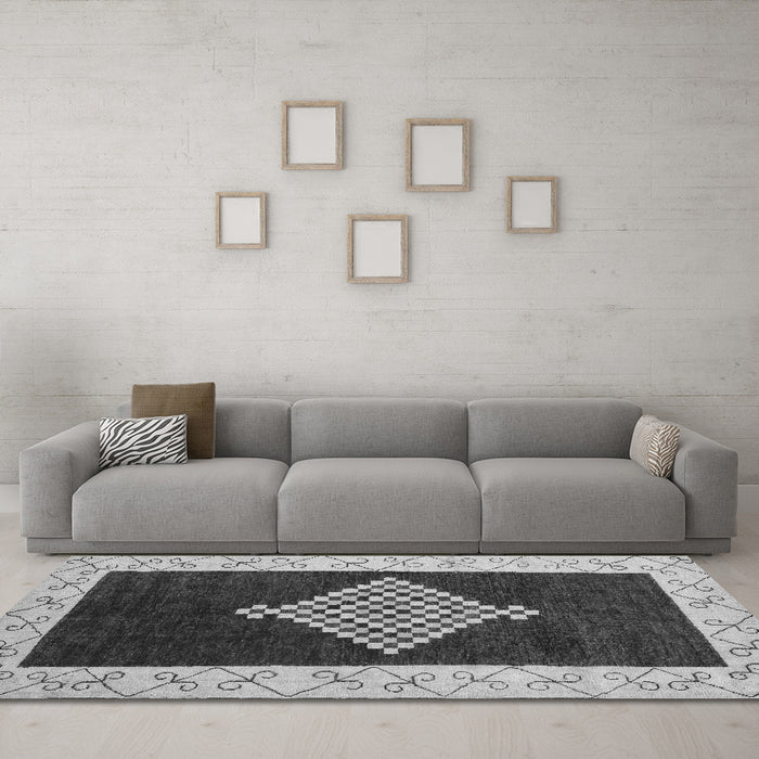 Machine Washable Abstract Gray Modern Rug in a Living Room,, wshabs4661gry