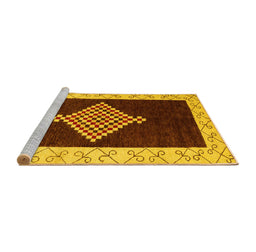 Sideview of Machine Washable Abstract Yellow Modern Rug, wshabs4661yw